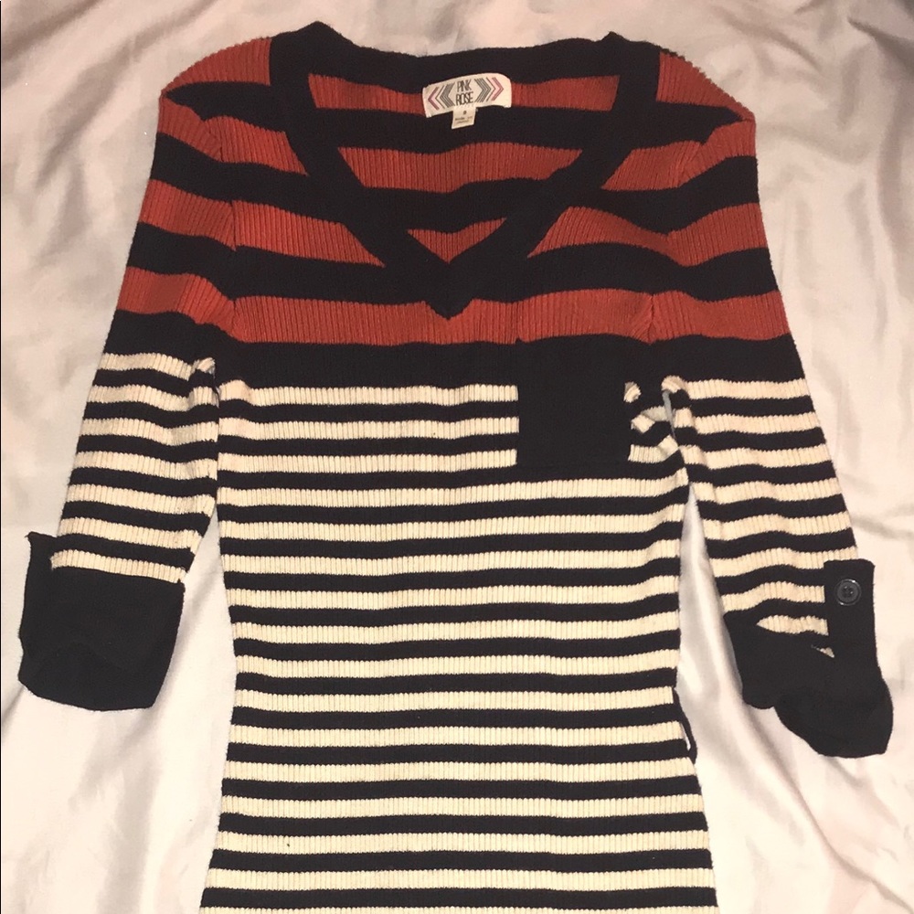 Pink rose ribbed sweater dress
